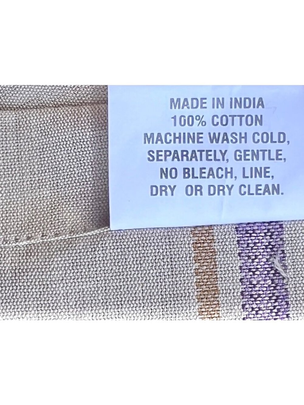 Crate & Barrel Riviera Napkin Set of 8  Beige Purple & Orange Stripes Cotton - Picture 3 of 11